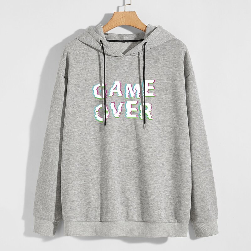 

Guys Letter Drawstring Hoodie, Light grey