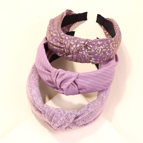 

3pcs Knot Decor Hair Hoop, Multicolor