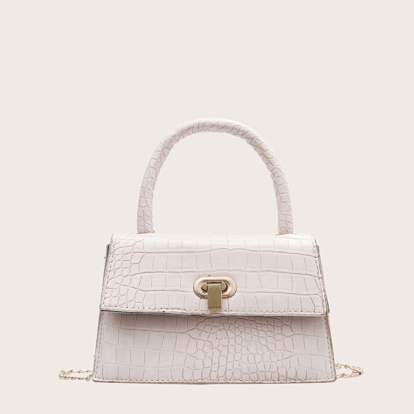 

Girls Croc Embossed Satchel Bag, Beige