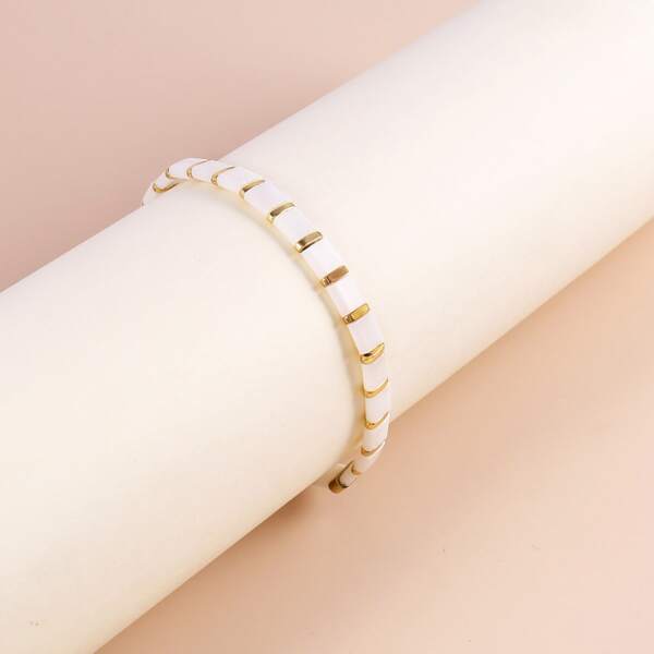 

Geo Beaded Bracelet, White