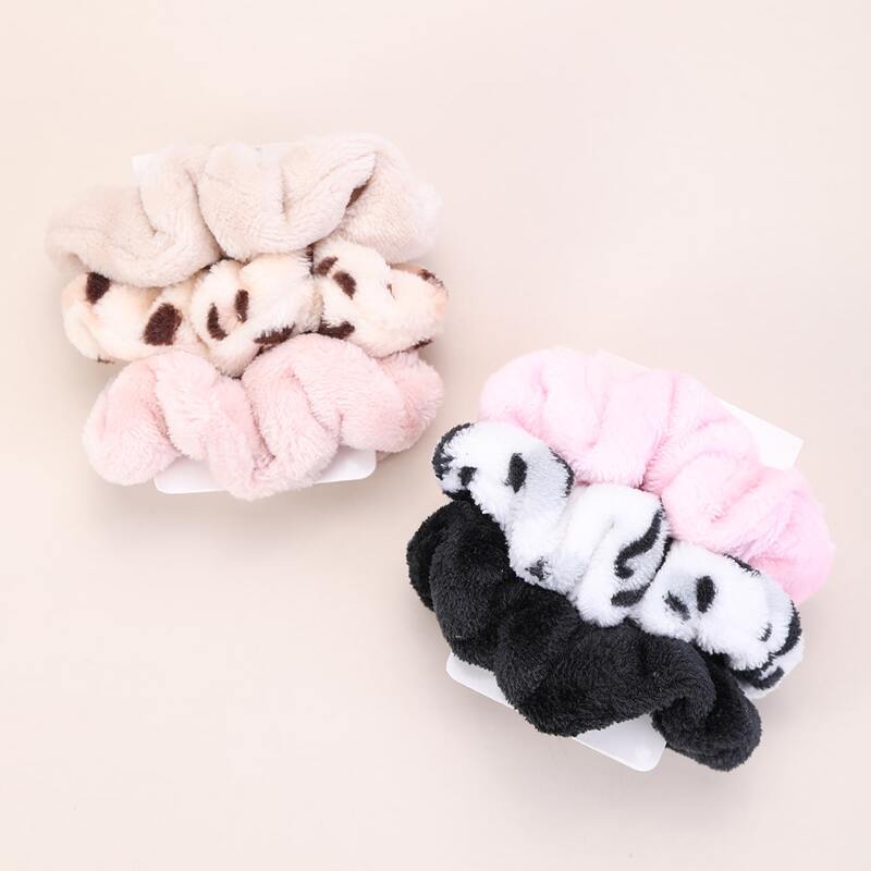 

6pcs Polka Dot Pattern Fluffy Scrunchie, Multicolor