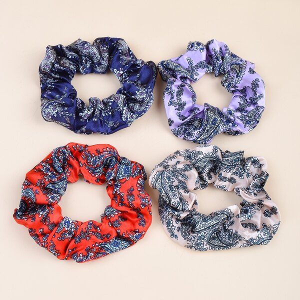 

4pcs Toddler Girls Flower Pattern Scrunchie, Multicolor