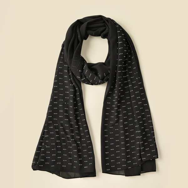 

Rhinestone Decor Scarf, Black