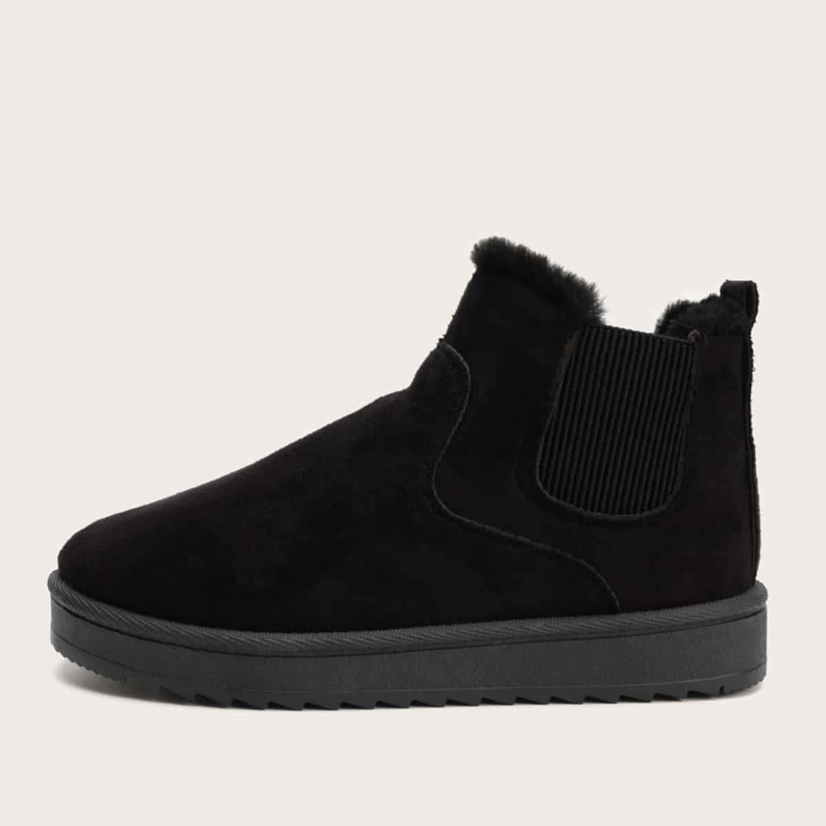

Faux Fur Lined Suede Chelsea Boots, Black
