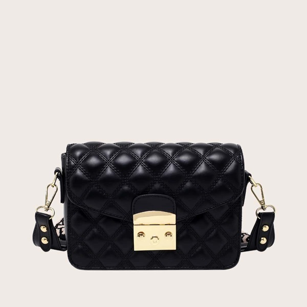 

Quilted Flap Crossbody Bag, Black