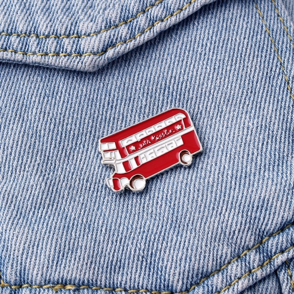 

Bus Design Brooch, Red