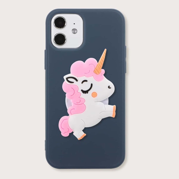 

Plain iPhone Case With Unicorn Phone Holder, Navy blue