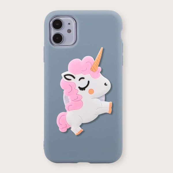 

Plain iPhone Case With Unicorn Phone Holder, Baby blue