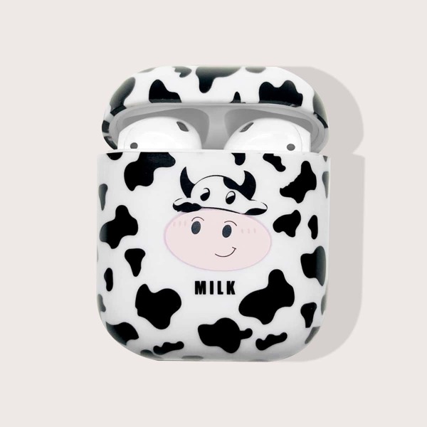 

Чехол для Airpods с коровьим принтом, Черный и белый
