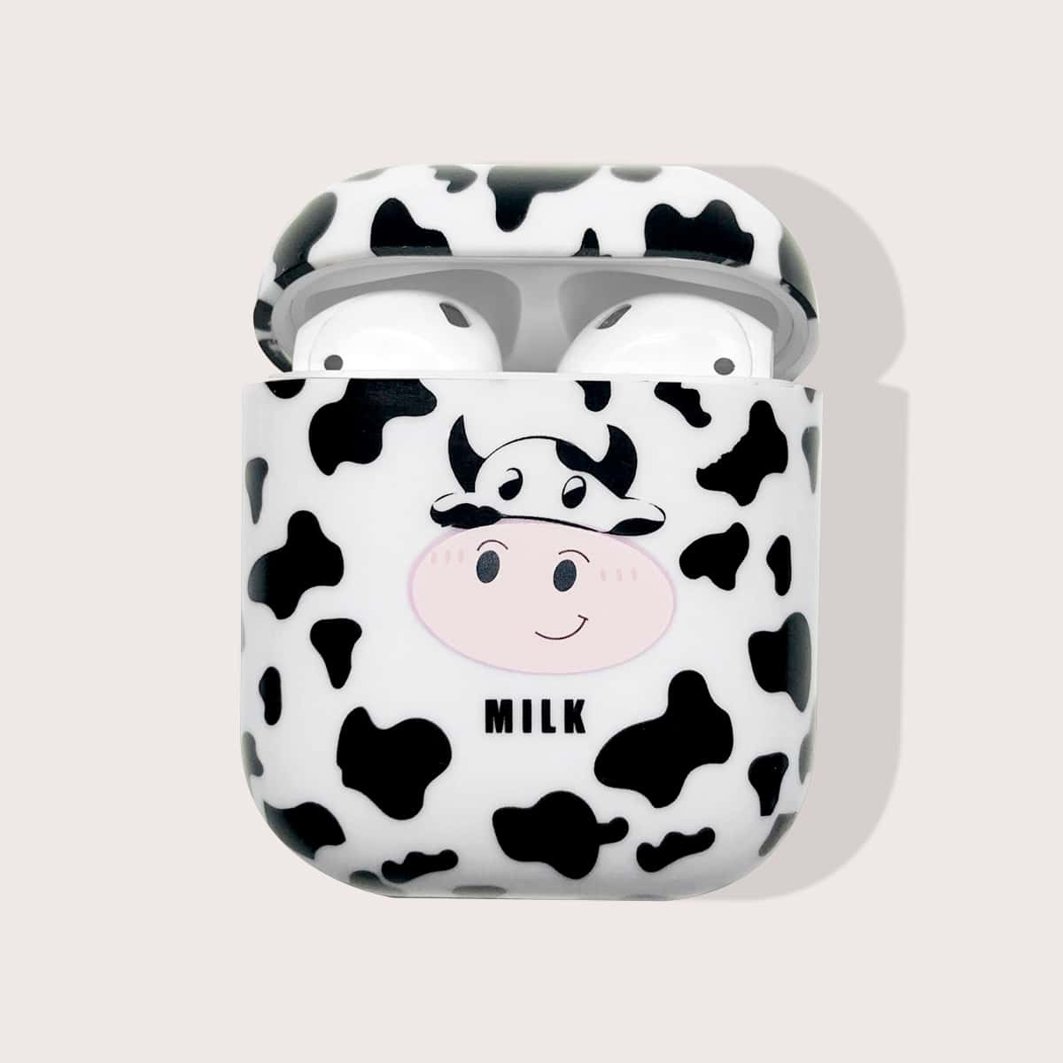 

Milk Cow Print Airpods Case, Black and white