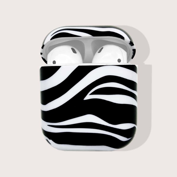 

Zebra Stripe Print Airpods Case, Black and white