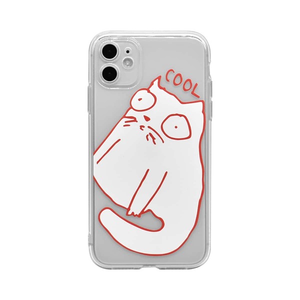 

Cartoon Cat Print iPhone Case, Clear