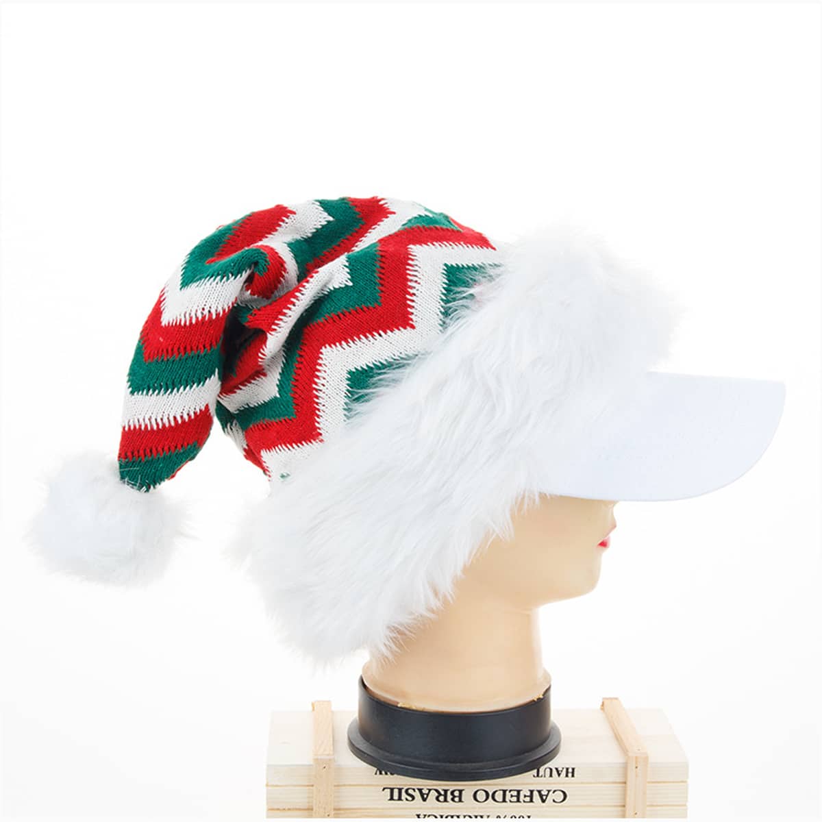 

1pc Chevron Pattern Christmas Hat, Multicolor