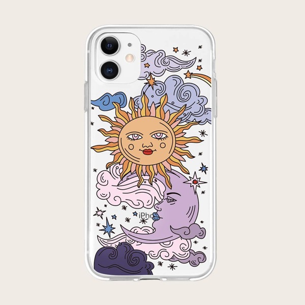 

Чехол для iPhone с принтом луны и солнца, Многоцветный