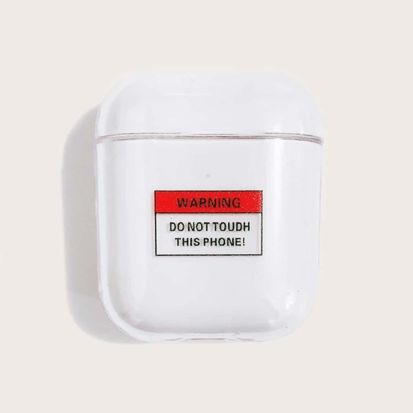 

Прозрачный чехол для Airpods с текстовым принтом