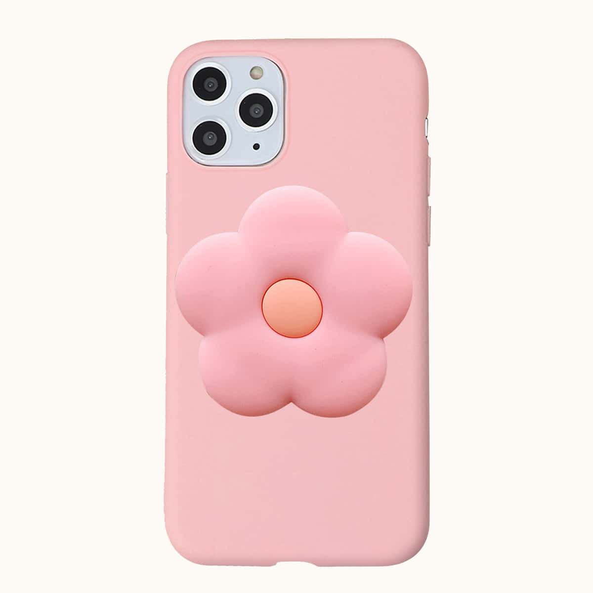 

Solid Phone Case With Flower Phone Holder, Pink
