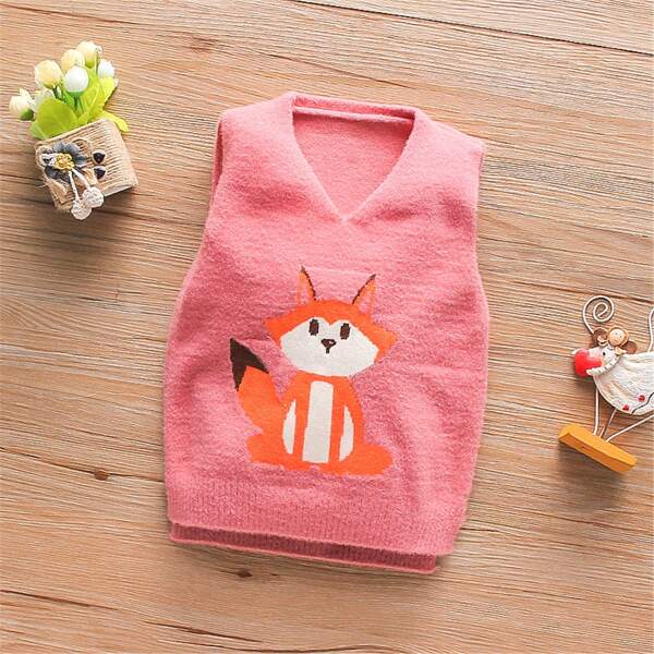 

Toddler Girls Cartoon Graphic Sweater Vest, Watermelon pink
