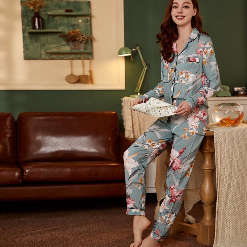 

Contrast Binding Floral Print Pajama Set, Multicolor
