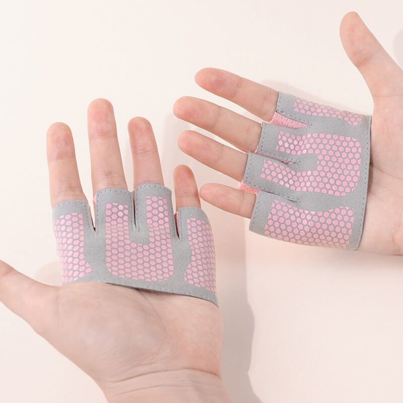 

1pair Colorblock Fingerless Gloves, Pink