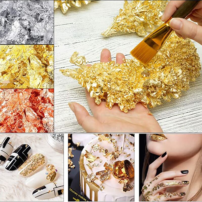 

3pcs Foil Nail Art Decoration, Gold