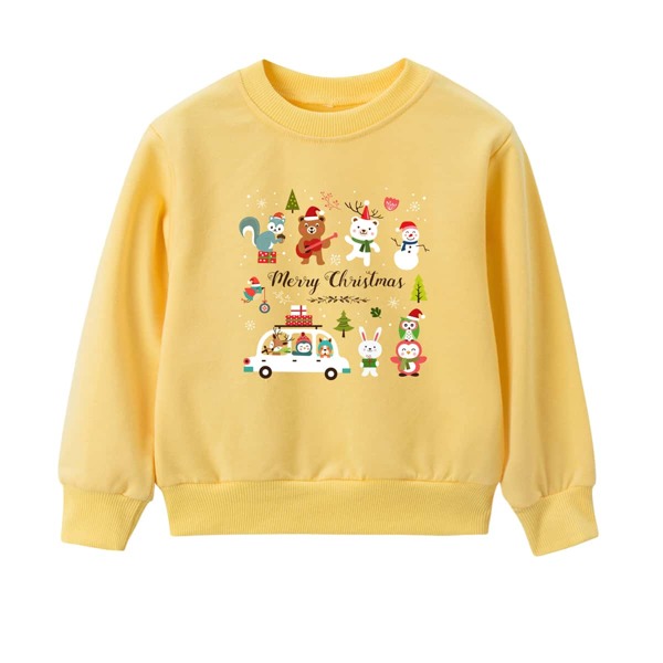 

Toddler Girls Christmas And Cartoon Graphic Sweatshirt, Yellow