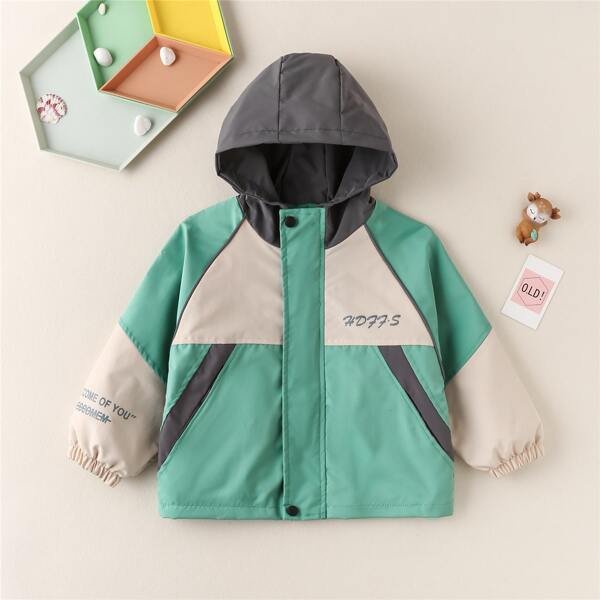 

Toddler Boys Color Block Hooded Coat, Multicolor