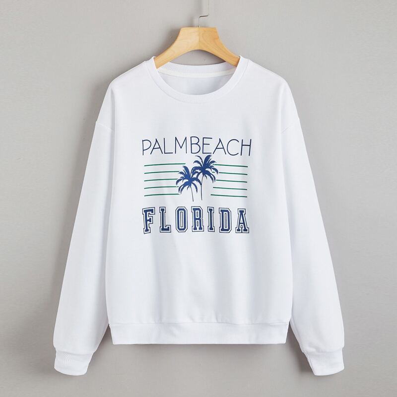 

Letter Graphic Drop Shoulder Sweatshirt, White