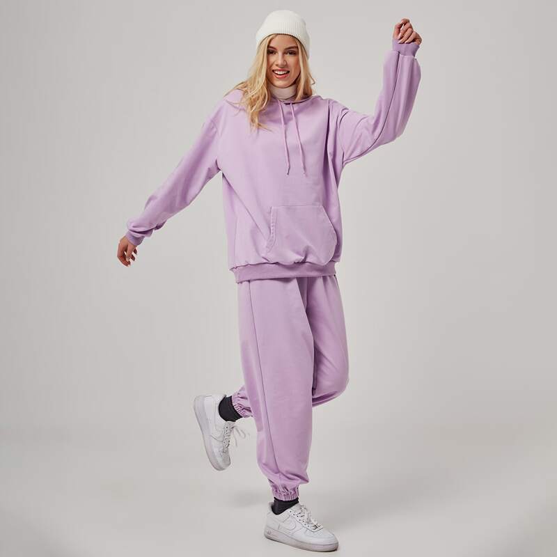 

Kangaroo Pocket Oversized Hoodie & Sweatpants, Lilac purple