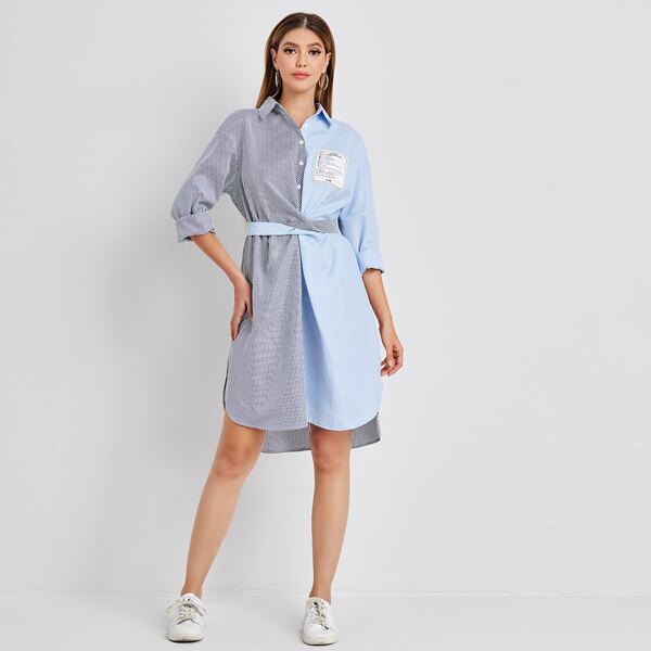 

Striped Belted Shirt Dress, Multicolor