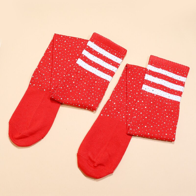 

1pair Christmas Over The Knee Socks, Red