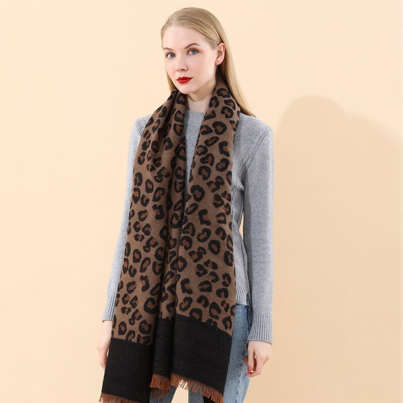 

Leopard Print Scarf, Brown