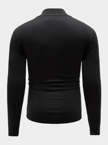 Manfinity Homme Men Letter Graphic Mock Neck Tee - Black - View 2