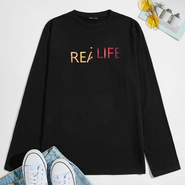 

Men Letter Graphic Tee, Black