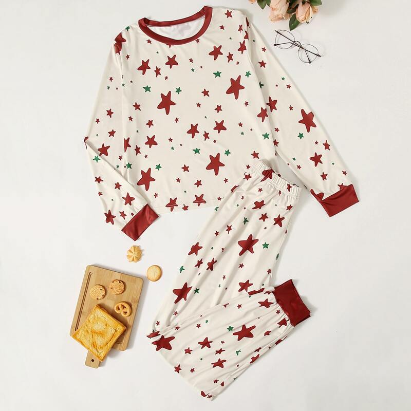 

Christmas Star Pattern Lounge Set, Beige