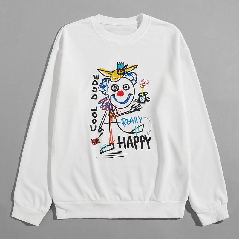 

Guys Cartoon Graphic Sweatshirt, White