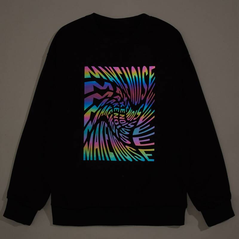 

Guys Holographic Letter Graphic Sweatshirt, Black