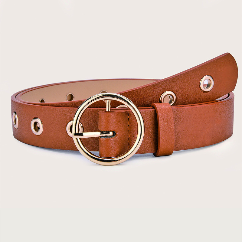 

Grommet Ring Buckle Belt, Brown
