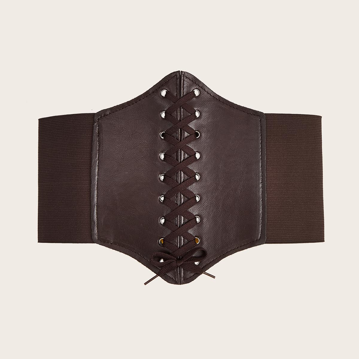 

Lace-up Wide Belt, Coffee brown