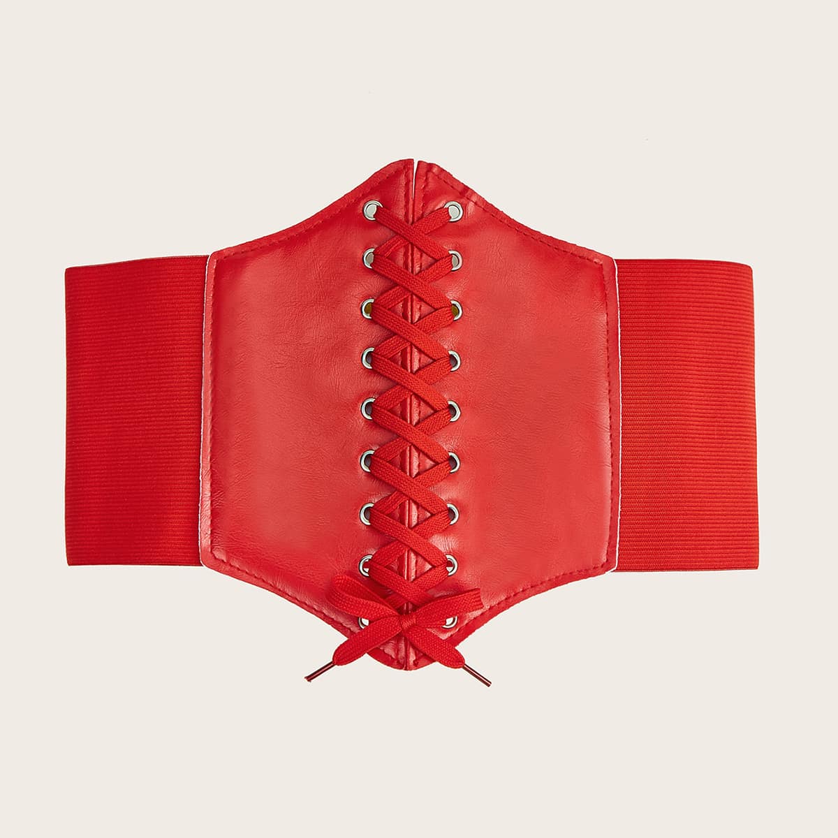 

Lace-up Wide Belt, Red