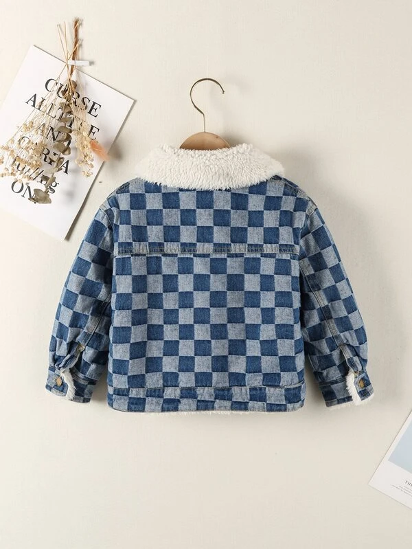 girls borg denim jacket