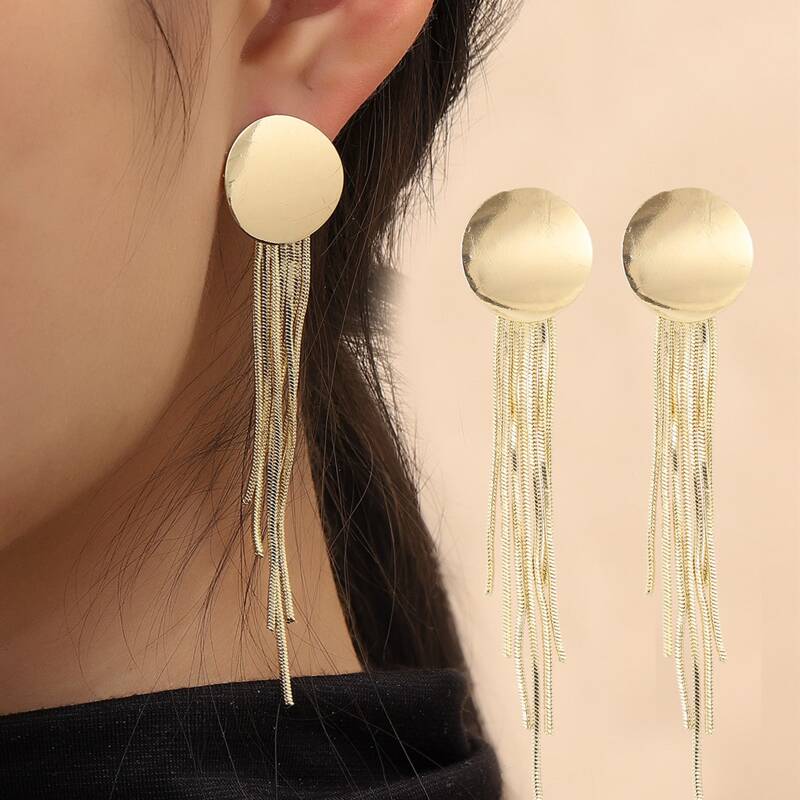 

Coin Tassel Drop Earrings, Gold