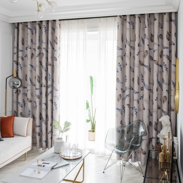 

Feather Print Single Panel Curtain, Multicolor
