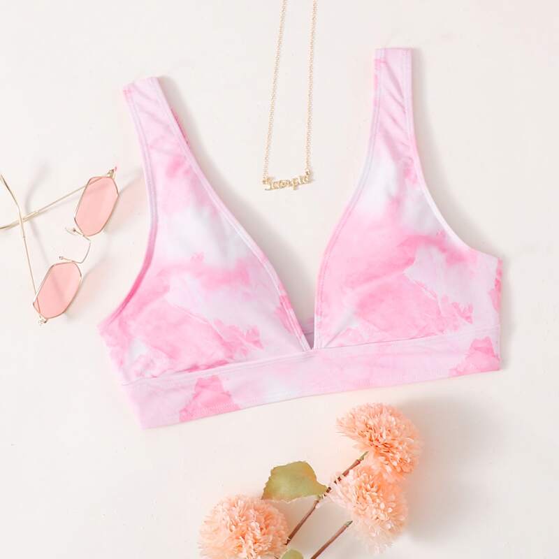 

Tie Dye Bikini Top, Pink