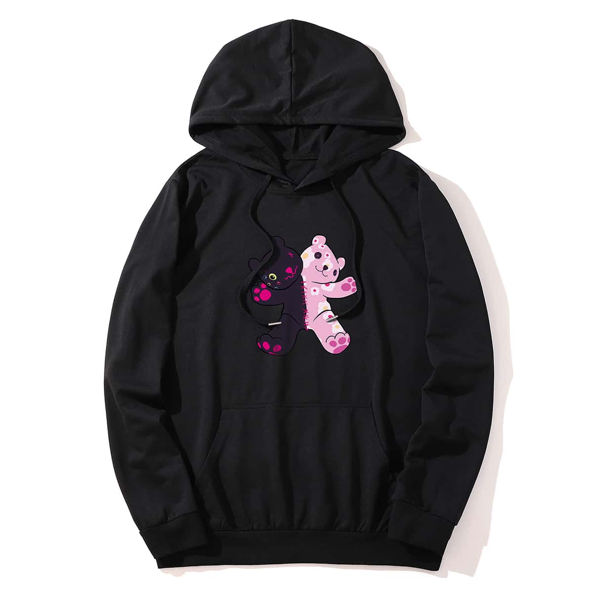 

Guys Cartoon Graphic Drawstring Hoodie, Black
