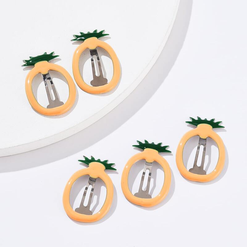 

5pcs Pineapple Design Hair Clip, Apricot