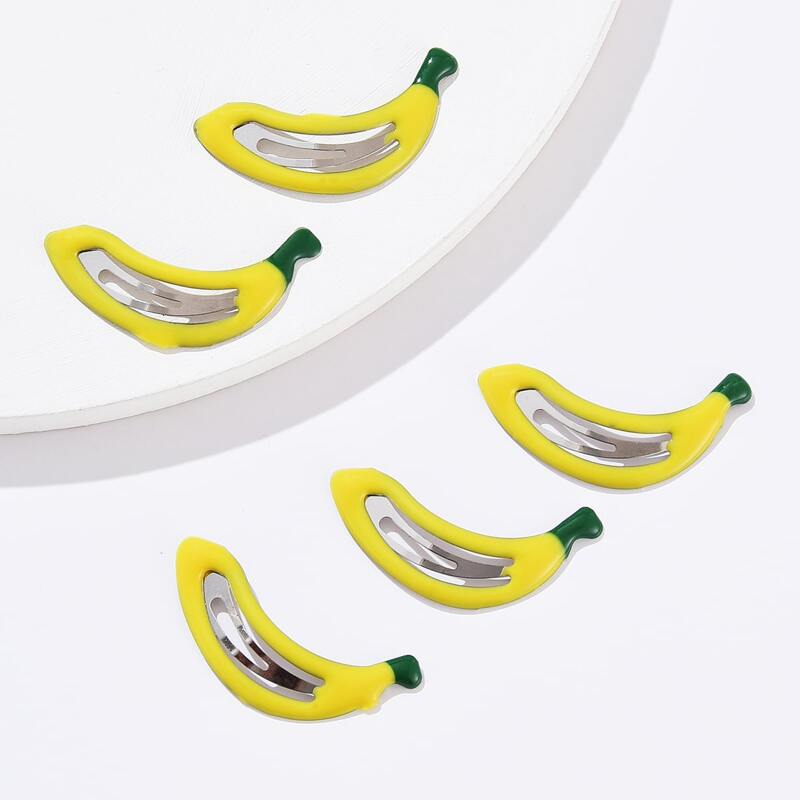 

5pcs Banana Design Hair Clip, Yellow