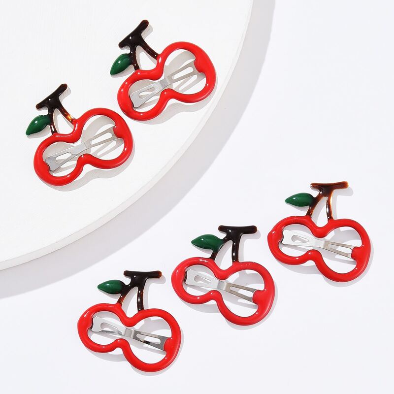 

5pcs Cherry Design Hair Clip, Red