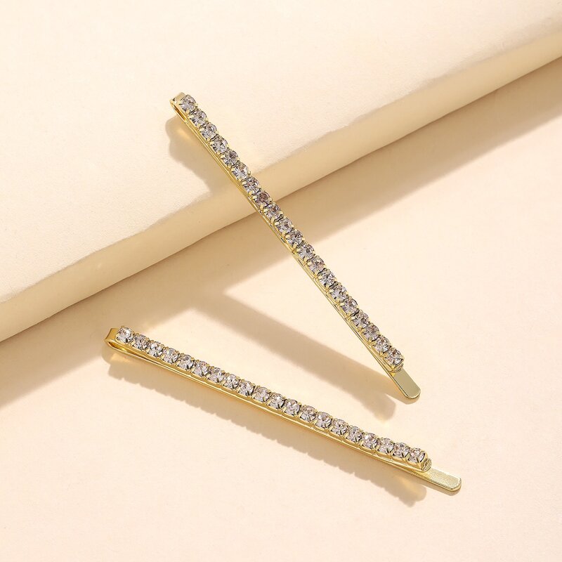 

2pcs Rhinestone Bobby Pin, Gold