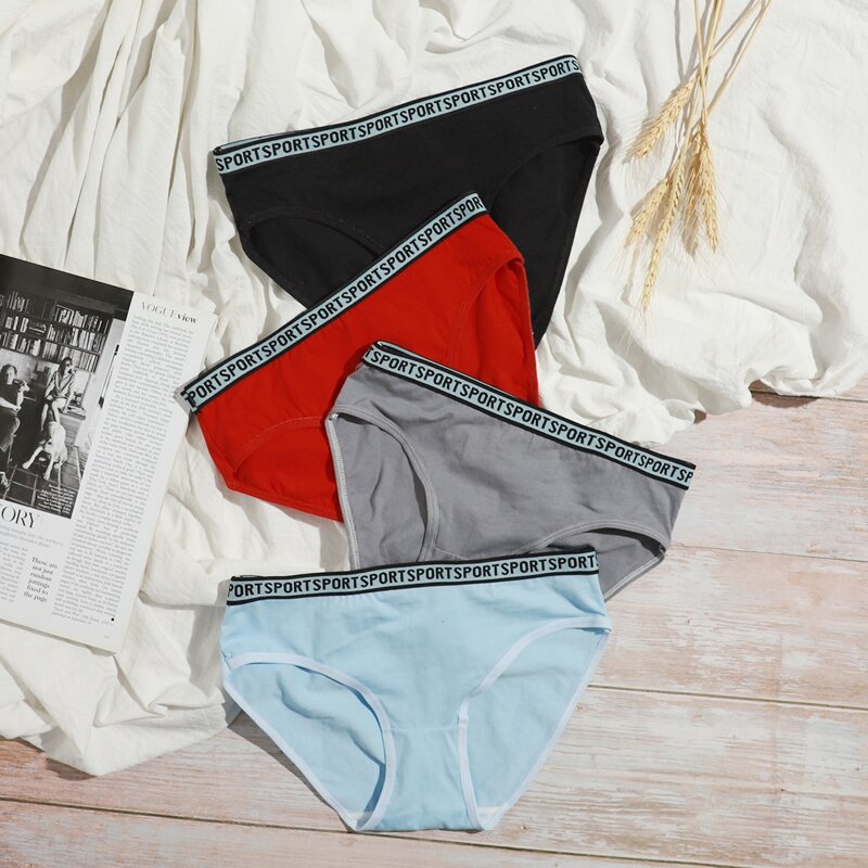 

4pack Letter Tape Panty Set, Multicolor