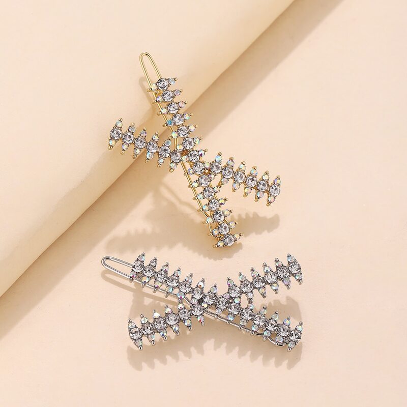 

2pcs Rhinestone Cross Hair Clip, Multicolor